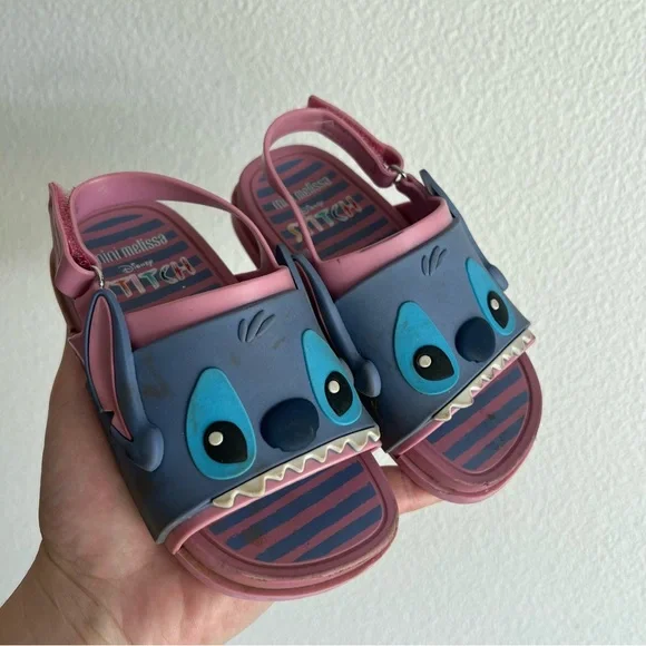 Mini Melissa Stitch Blue and Pink Stitch Sandals - Picture 1 of 4